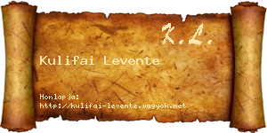 Kulifai Levente névjegykártya